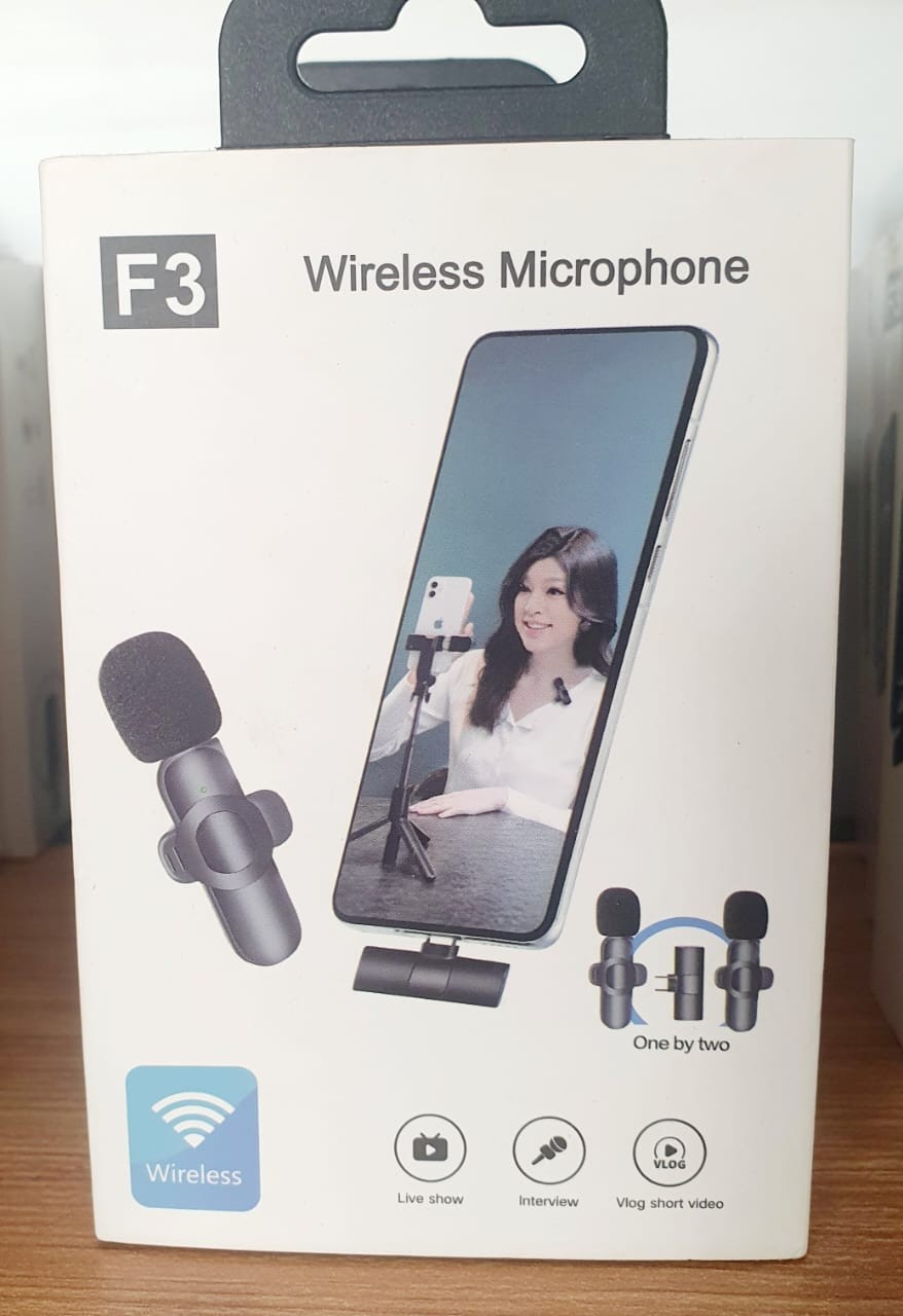 ໄມໂຄໂຟນໄຮ້ສາຍ Wireless Microphone F3, ສຳລັບ live ສົດແລະອັດວີດີໂອ, ໃຊ້ໄດ້ທັງລຳໂພງແລະໂທລະສັບມືຖື.