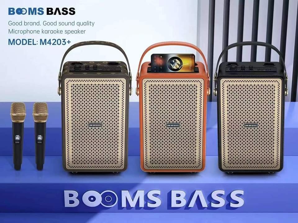 ລຳໂພງ BOOM BASS, ລຳໂພງພົກພາສຽງດີ, ພ້ອມດ້ວຍໄມຄູ່, ຈັບບູລທູດໄດ້, ປັບສຽງໄດ້ຕາມໃຈມັກ, ມາພ້ອມກັບ່ບຊົງງາມເປັນເອກະລັກ