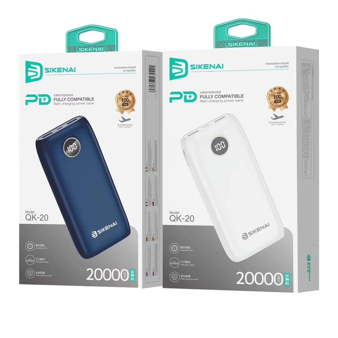 ພາເວີແບັງ Power Bank ຍີ້ຫໍ້ Sikenai 30000mAh ສາກໄຟເຂົ້າສະຖຽນ, ຮັກສາແບັດໄດ້ດີ, ສາກແບັດເຕັມໄວ ແລະ ອຸປະກອນປອດໄພໃນການໃຊ້ງານ.