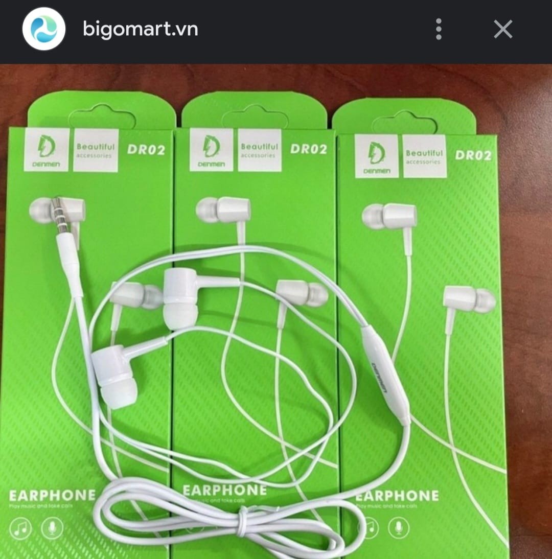 ຫູຟັງ Earphone ຍີ່ຫໍ້: DENMEN , ລຸ້ນ: DR02 . ຫູຟັງລຸ້ນນີ້ໃຊ້ງານດີສະບາຍຫູ ໃຊ້ດີທົນນານ ສຽງມ່ວນຕັດສຽງລົບກວນໄດ້ດີ