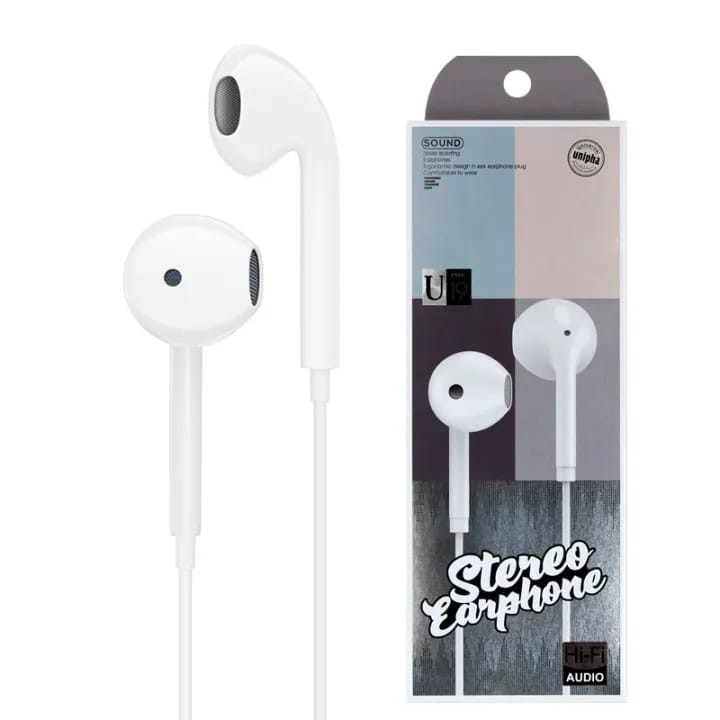 ຫູຟັງ Stereo Earphone ຍີ່ຫໍ້: UNIPHA , ລຸ້ນ: U19 . ຫູຟັງລຸ້ນນີ້ໃຊ້ງານດີສະບາຍຫູ ໃຊ້ດີທົນນານ ສຽງມ່ວນຕັດສຽງລົບກວນໄດ້ດີ.