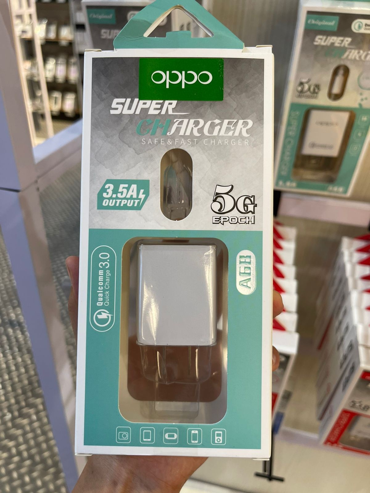 ຫົວສາກ ແລະ ສາຍສາກ USB Type-C 3.5A ຍີ່ຫໍ້: OPPO , ລຸ້ນ: A68 5G EPOCH ພະລັງສາກ Super Charger ເຂົ້າໄວ ແລະ ປອດໄພຈາກການໄຟຟ້າລັດວົງຈອນ, ໃຊ້ໄດ້ກັບມືຖື Android ທຸກລຸ້ນທີ່ເປັນຮູສາກ Type-C