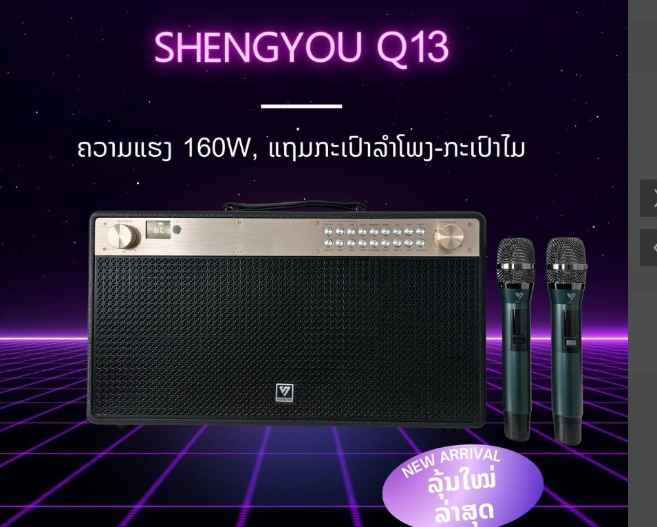 ລຳໂພງບລູທູດ Shengyou Q13 , ຄວາມແຮງ160w , ແຖມກະເປົາຕູ້ແລະກະເປົາໄມ, ສຽງດີມາດຕະຖານ,ຮັບປະກັນຟຮີ 1ປີ