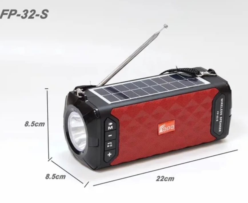 ວິທະຍຸ FM, ເປັນທັງລຳໂພງພົກພາ Bluetooth ຮອງຮັບແສງພະລັງງານແສງອາທິດ, ສາມາດເປີດເພລງໄດ້ນຳ,ມີໄຟສາຍໄຕໃຫ້ພ້ອມ,ໄຟຟ້າດັບມີໂຊລາເຊວເກັບໄຟໃຫ້ສຸດຄຸ້ມ.