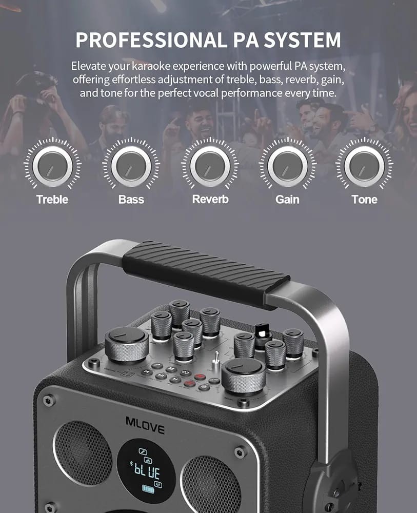 ລຳໂພງBluetooth MLOVE RANGERS D5 ສວຍງາມທັນສະໄໝ,ມາພອ້ມກັບຄວາມແຮງ200ວັດແລະໄມຄູ່, ສຽງທຸ້ມເບສແໜ້ນ, ດັງດີສຽງບໍ່ແຕກ