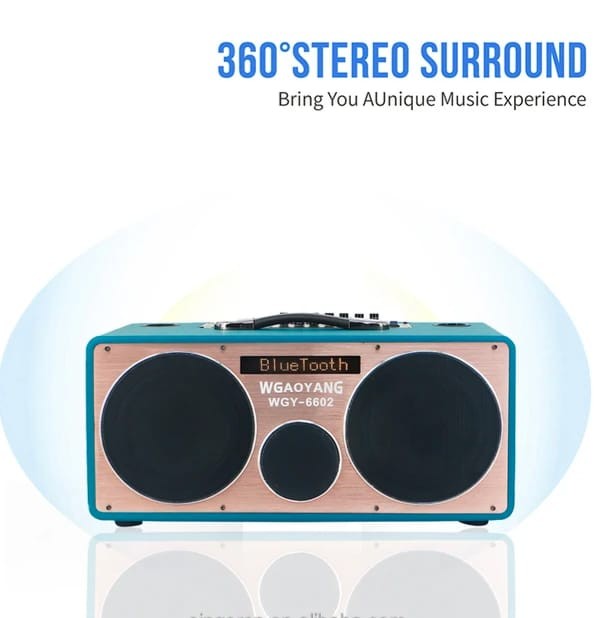 ລຳໂພງ Bluetooth ອອກໃໝ່ພ້ອມກັບດອກລຳໂພງ6.5"×2, ສຽງດີ,ມີໄມຮ້ອງຄາຣາໂອເກະ1ຄູ່.