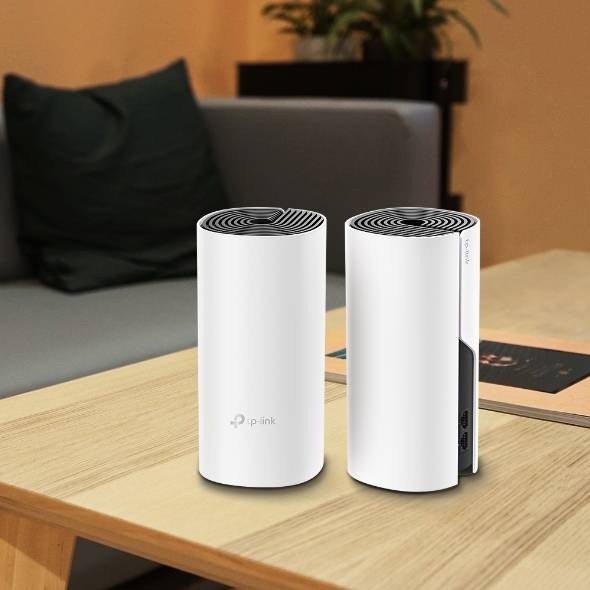 ກະຈາຍສັນຍານ Wi-Fi  TP-Link ລຸ້ນ Deco M4 (2 ຕົວ) ຄວາມໄວສູງສຸດ 1167 Mbps | ຄອບຄຸມພື້ນທີ່ສູງສຸດ 3,800 ຕາແມັດ | ຮອງຮັບອຸປະກອນໄດ້ສູງສຸດ 100 ອຸປະກອນ
