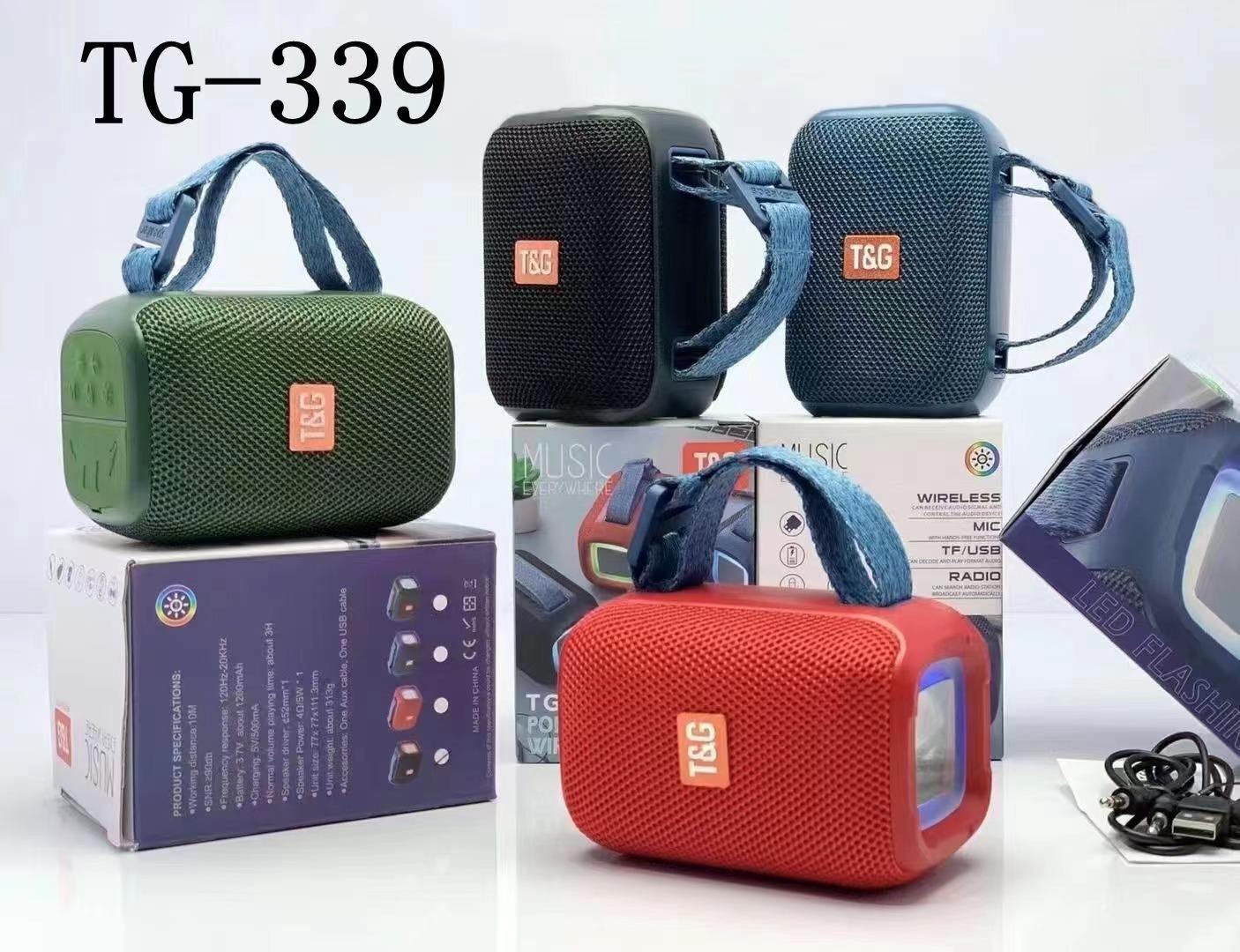 ລຳໂພງT&G ລຸ້ນTG-339 ລຳໂພງ Bluetooth Speaker ລຳໂພງພົກພາຂະໜາດນ້ອຍ  ເໝາະສຳລັບການຟັງເພງ, ພັກຜ່ອນ ແລະ ສ້າງສັນກັບໝູ່ເພື່ອນ ຟັງເພງໄດ້ຕໍ່ເນື່ອງປະມານ 2 ຊົ່ວໂມງ