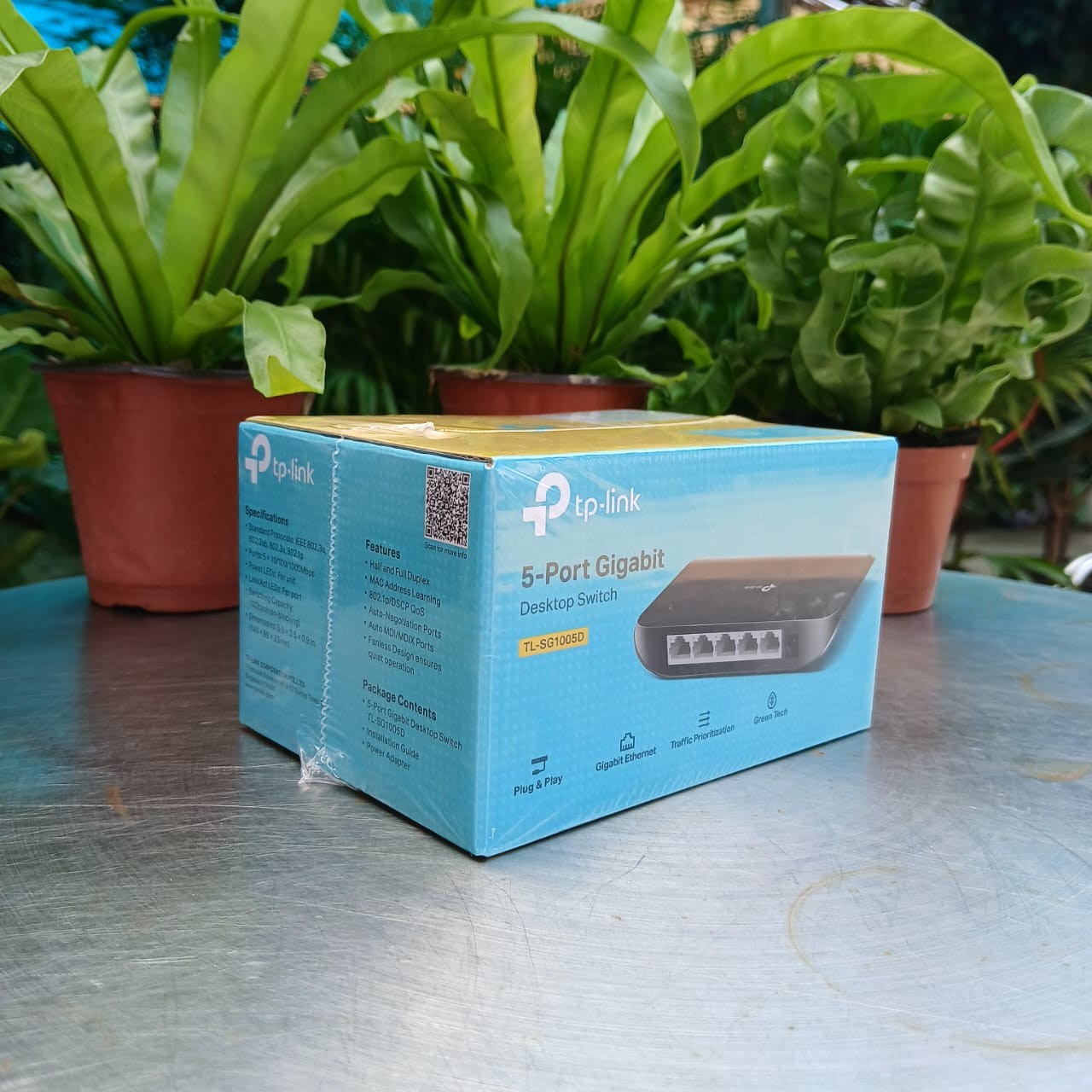 Gigabit Switching Hub 5 Port ຍີ່ຫໍ້ TP-LINK ລຸ່ນ TL-SG1005D (5") ມາກັບເທັກໂນໂລຢີ Green Ethernet ທີ່ປະຢັດພະລັງງານໄດ້ເຖິງ 80%