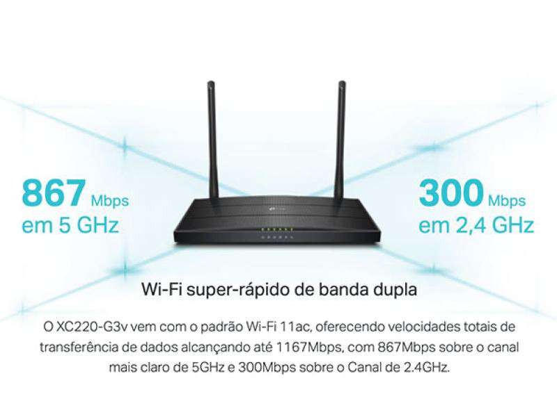 ‎ເຣົາເຕີ້ TP-LINK ລຸ້ນ C220-G3v  Wi-Fi ແບບໄຮສະເພີຍສອງຄື່ນ (Dual Band) ແລະ VoIP ຜ່ານສາຍໃຍແກ້ວ (GPON)