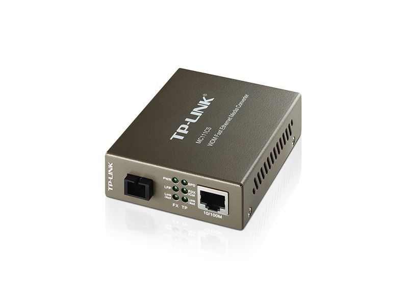 ຕົວແປງສັນຍານ TP-LINK ລຸ້ນ MC111CS ຕົວແປງສັນຍານ Fiber Converter 10/100Mbps RJ45 ໄປຫາ Fiber SC (Single-mode)