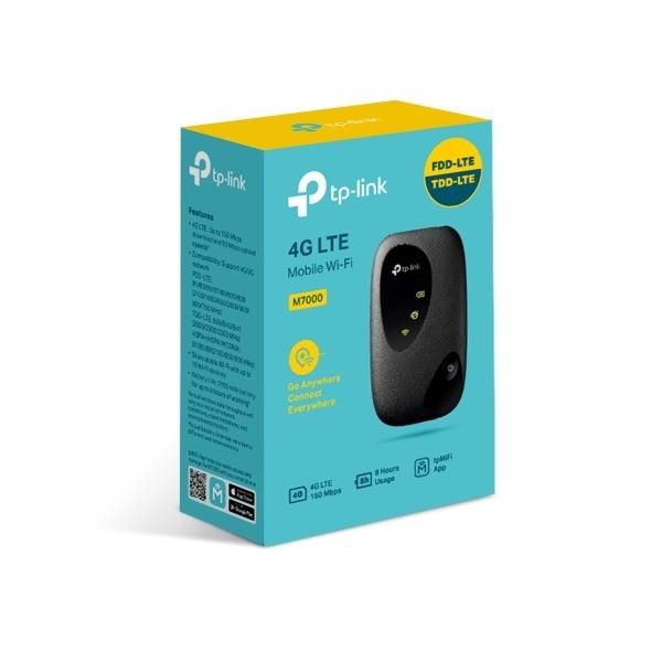 ເລົາເຕີ້ TP-Link M7000 ເປັນເຄື່ອງປ່ອຍສັນຍານ Wi-Fi ຂະໜາດກະທັດລັດ ເບົາງ່າຍຕໍ່ການພົກພາ ທີ່ໃຫ້ທ່ານເຊື່ອມຕໍ່ອິນເທີເນັດໄດ້ທຸກທີ່ ຮອງຮັບເຄືອຂ່າຍ 4G FDD/TDD-LTE 