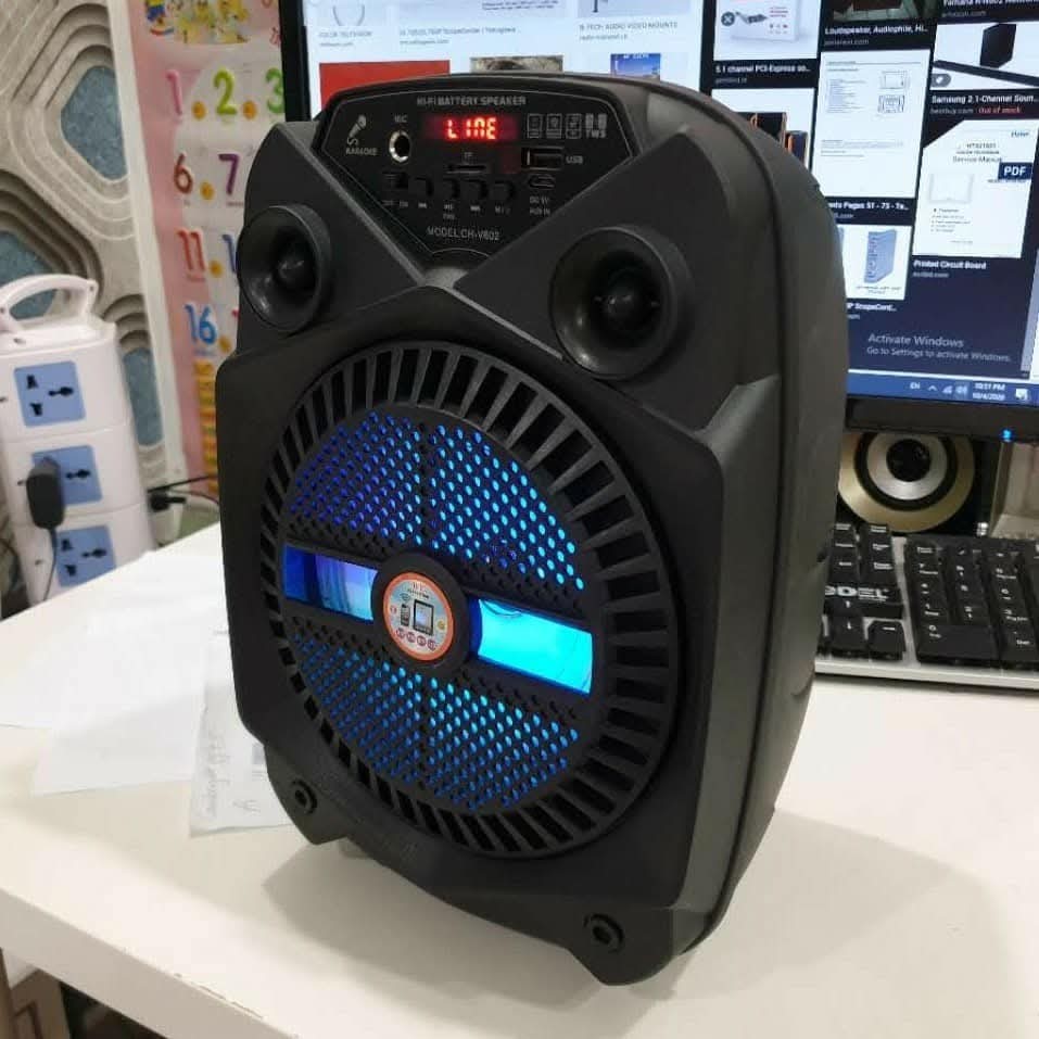 ລຳໂພງພົກພາ  HI-FI ລຸ້ນ CH-V602 ຂະໜາດ 6.5ນິ້ວ ລຳໂພງບຣູທູດ ສຽງແຮງໆ ມີຟັງຊັນພ້ອມໃຊ້ຄົບຄັນ  ໃຊ້ງານງ່າຍ ພົກພາສະດວກ