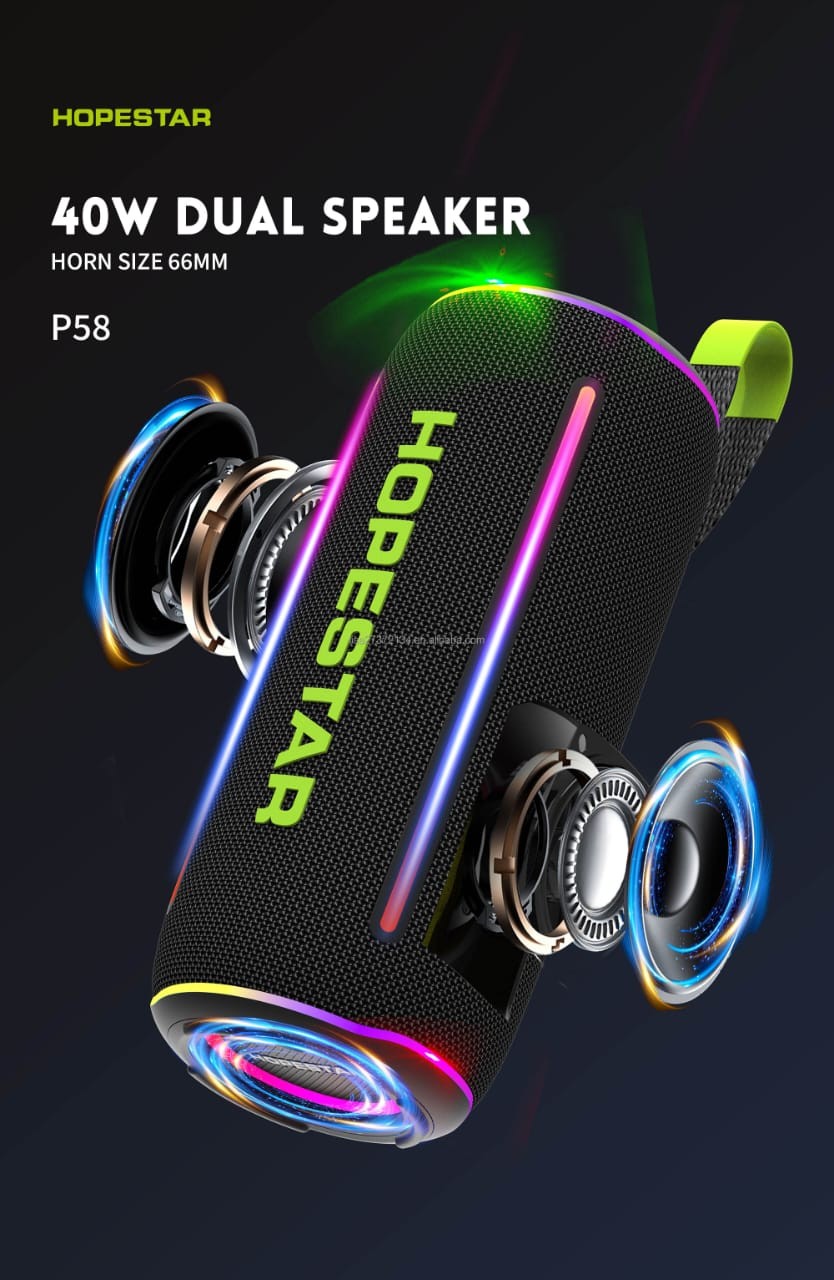 ລຳໂພງ HOPESTAR ລຸ້ນ P58 ລຳໂພງ Bluetooth ພົກພາ ລຸ້ນໃໝ່ອອກແບບເທ່ ກັນນ້ຳມາດຕະຖານ IPX6 ເໝາະສຳລັບງານປາຕີ, ການອອກແຄ້ມ ກິດຈະກຳກ້າງເເຈ້ງ