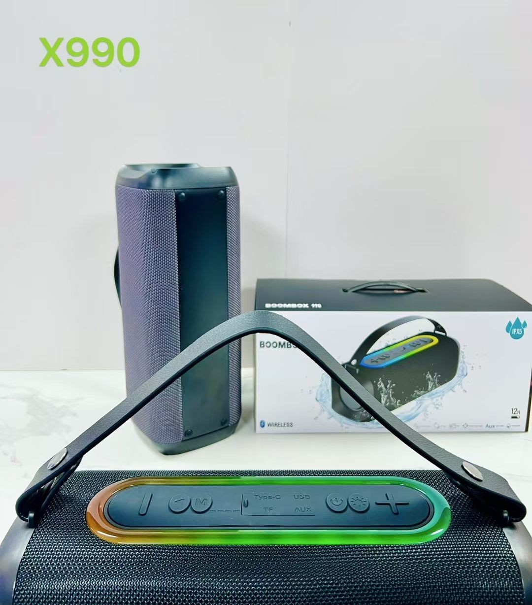 ລຳໂພງ SHIOU X990X Wireless Bluetooth Speaker  ລຳໂພງບລູທູດພົກພາກຳລັງສຽງ 20W ດີໄຊນ໌ທັນສະໄໝ ມີກຳລັງສຽງແຮງດັງຄົມຊັດ  ມີໄຟ RGB Light ເພີ່ມບັນຍາກາດໃນທຸກງານ