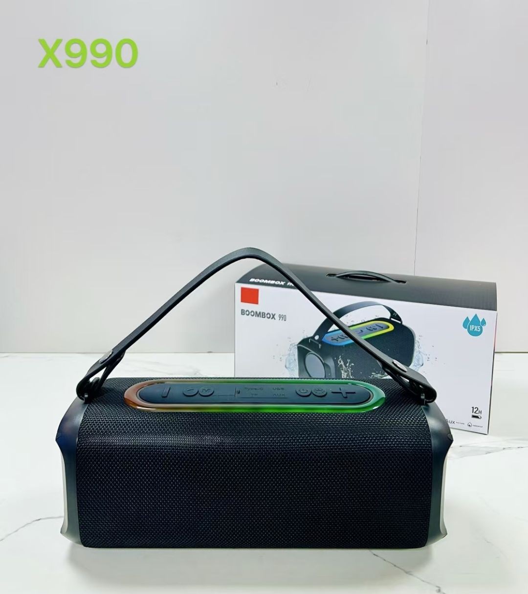 ລຳໂພງ SHIOU X990X Wireless Bluetooth Speaker  ລຳໂພງບລູທູດພົກພາກຳລັງສຽງ 20W ດີໄຊນ໌ທັນສະໄໝ ມີກຳລັງສຽງແຮງດັງຄົມຊັດ  ມີໄຟ RGB Light ເພີ່ມບັນຍາກາດໃນທຸກງານ